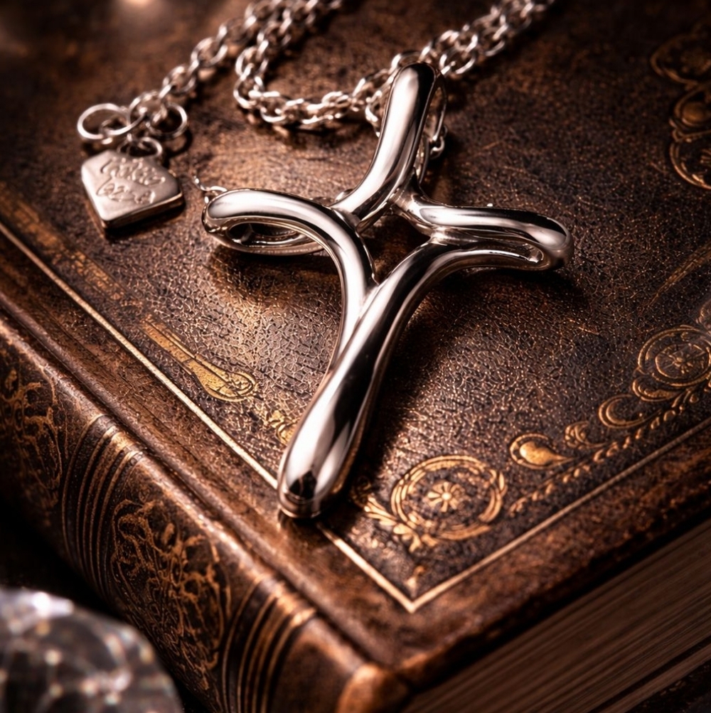 Vintage Cookie Lee Silver Cross Pendant Necklace